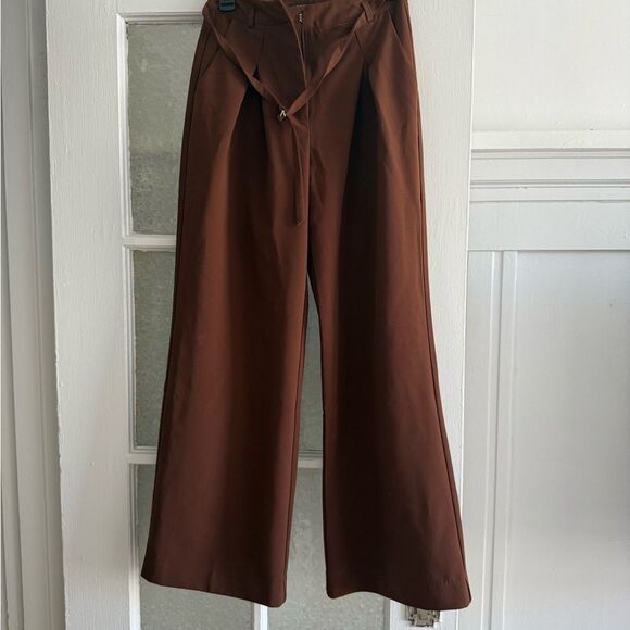Nasty Gal Brown Wide Leg Pants with High Waist - Picture 2 of 2